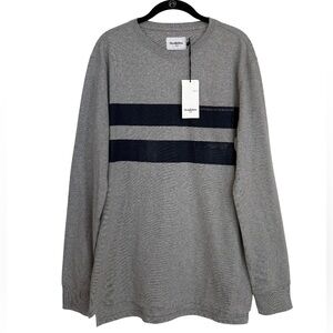 NWT Goodfellow Striped Long Sleeve Gray Navy Pocket Tee Shirt Size Medium